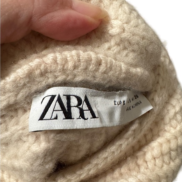 Zara Asymmetrical Soft Beige Ribbed Sweater Wool Blend - Picture 11 of 16